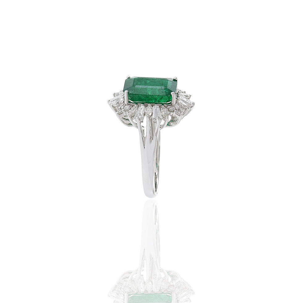 Thumbnail: Handcrafted 18K Solid Gold Emerald and Diamond Cocktail Band Ring