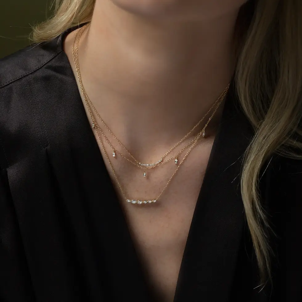 Thumbnail: Solid Gold Diamond Guideline Necklace