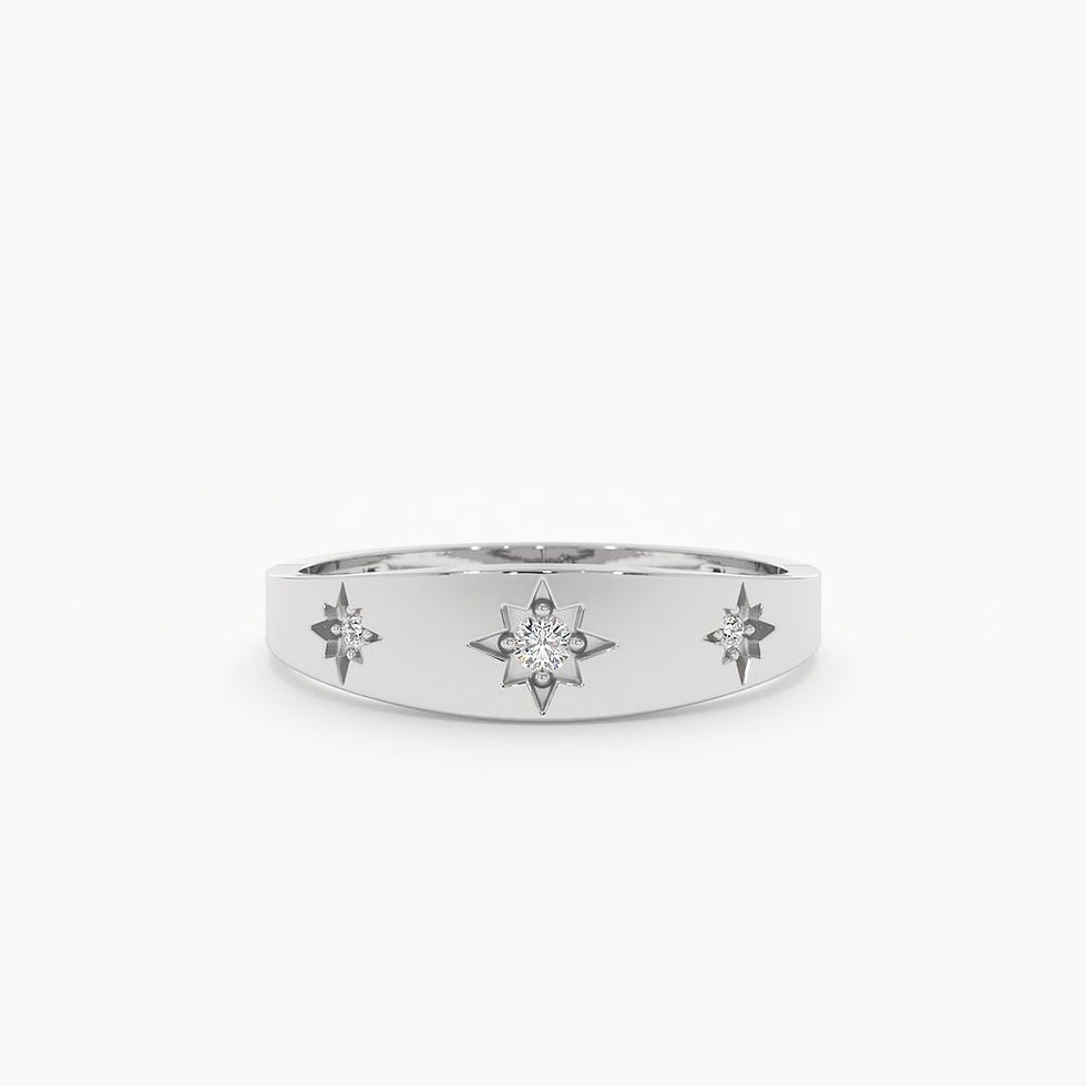 White Solid Wide Diamond Starburst Ring