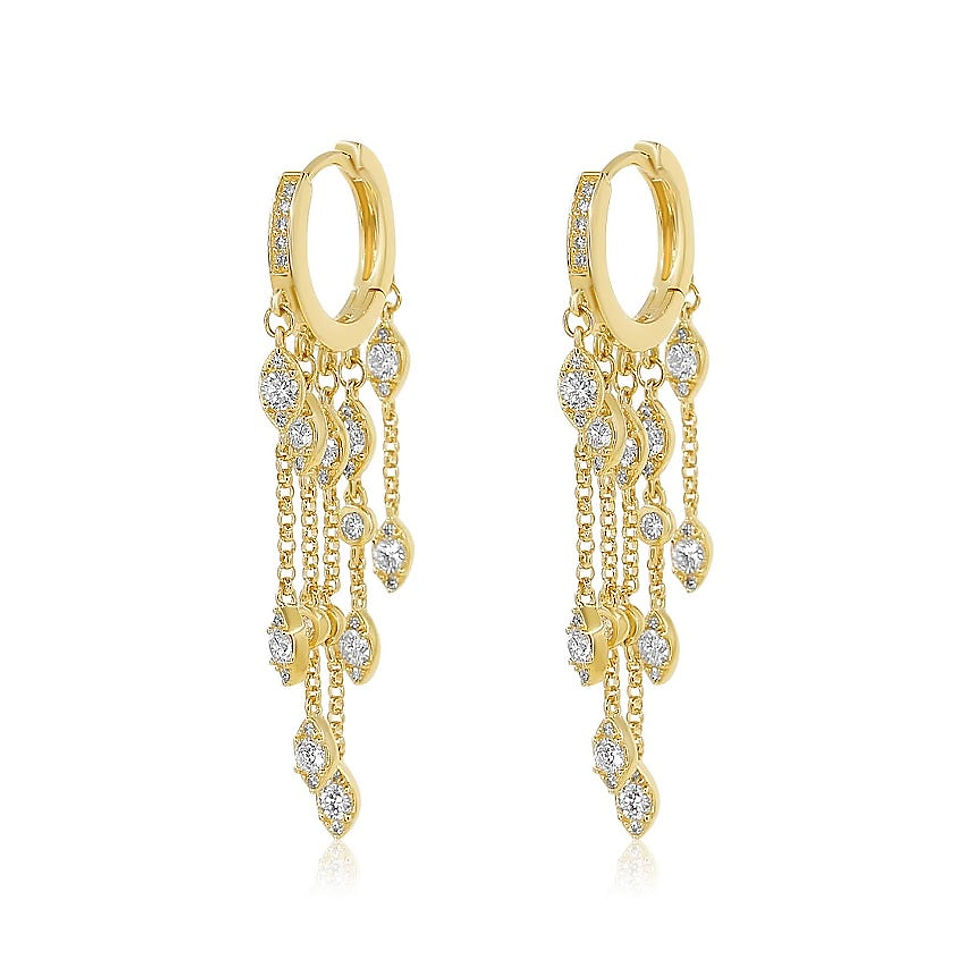 14K Gold Diamond Multi Chain Hoop Earring