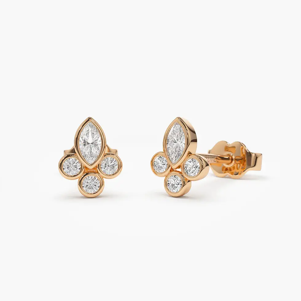 Marquise & Round Diamond Crown Earrings