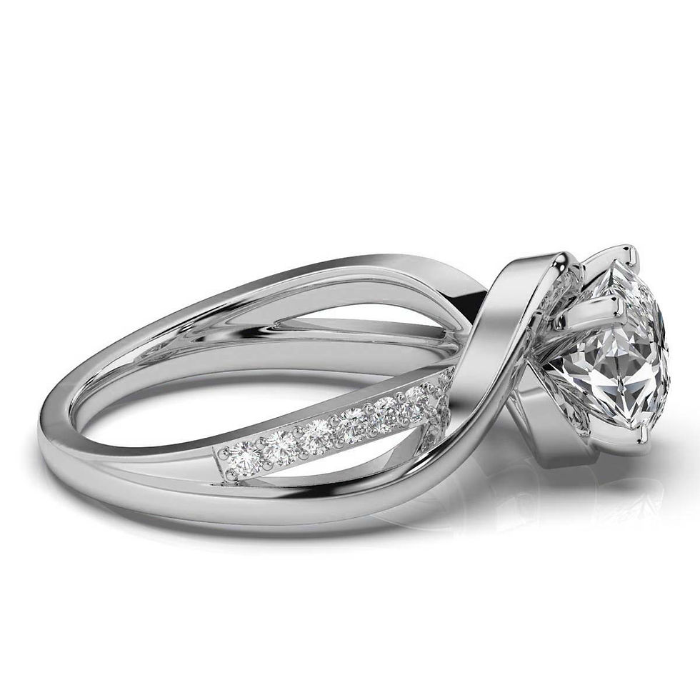 Thumbnail: 18K White Gold Round Lab Grown Diamond Ring