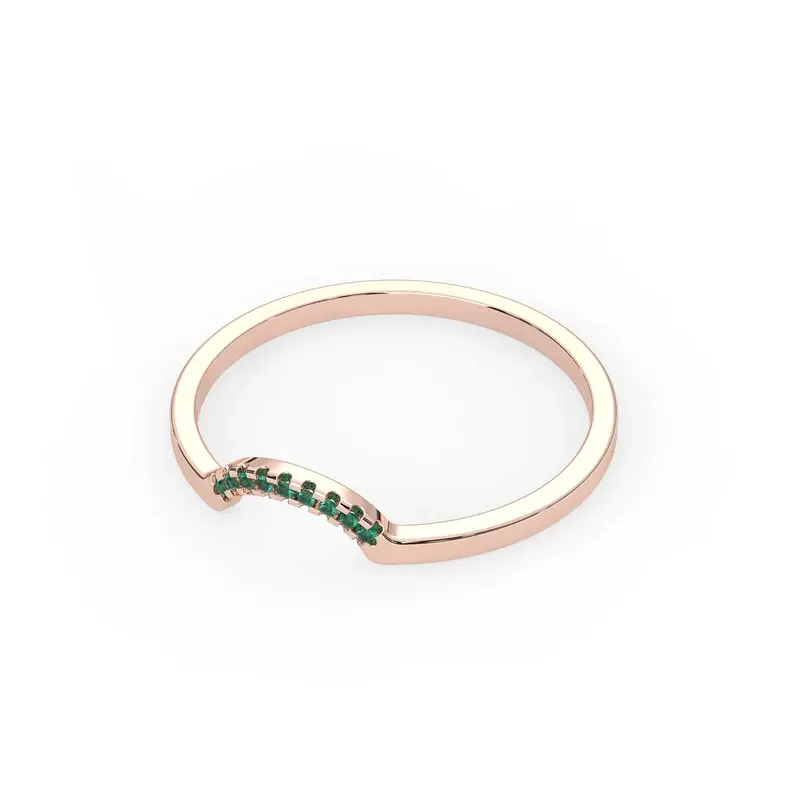 Thumbnail: Curved Natural Emerald Band for women