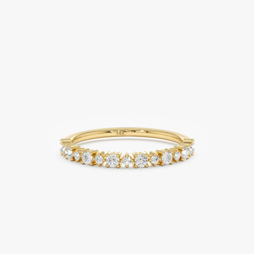 14K Solid Gold Alternating Diamond Half Eternity Ring | The Karat Store