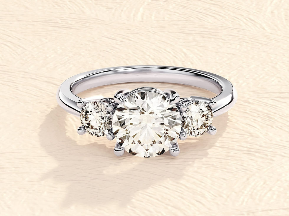 Thumbnail: 18K Gold Tri-Stone Solitaire Anniversary Ring Featuring 3 ct Lab-Grown Diamond