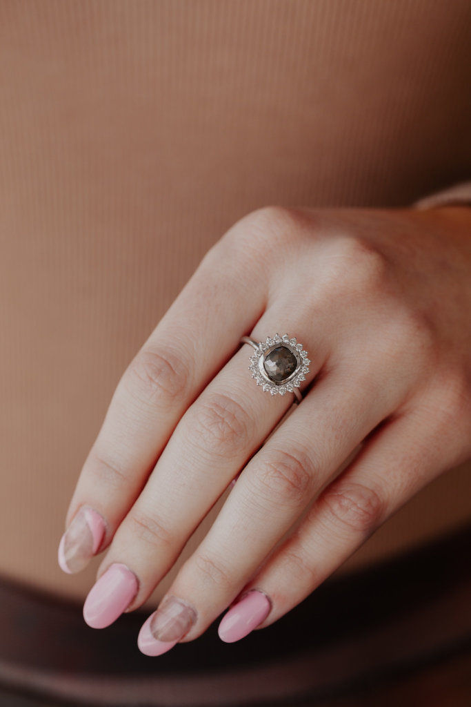 Thumbnail: Cushion Rustic Diamond Ring for women