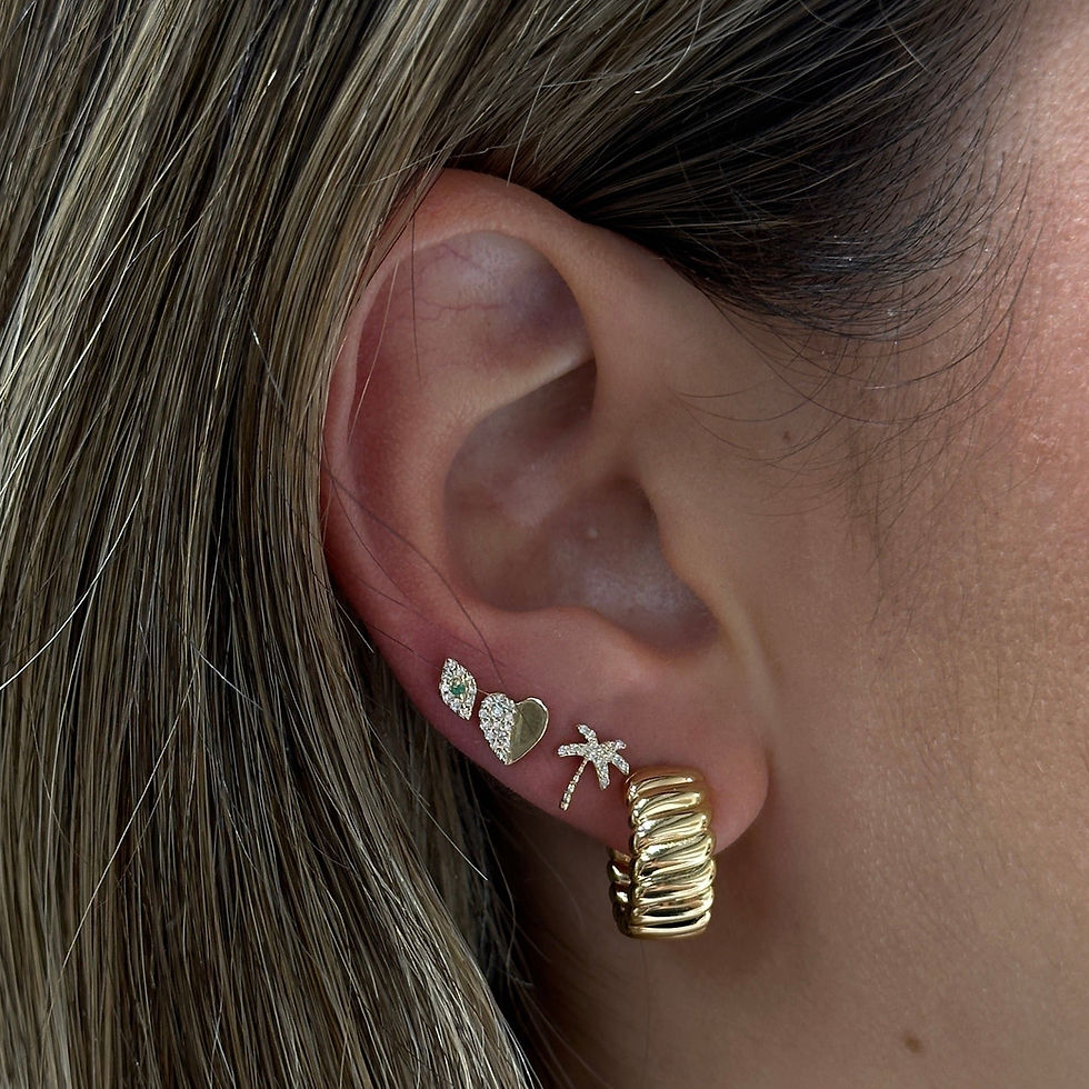 Elegant 18K Gold Palm Tree Diamond Studs