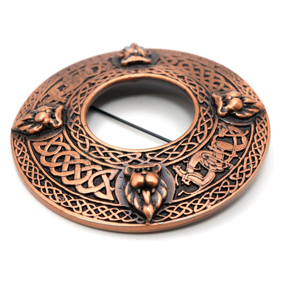 Thumbnail: Plaid Brooch Lion Head Copper