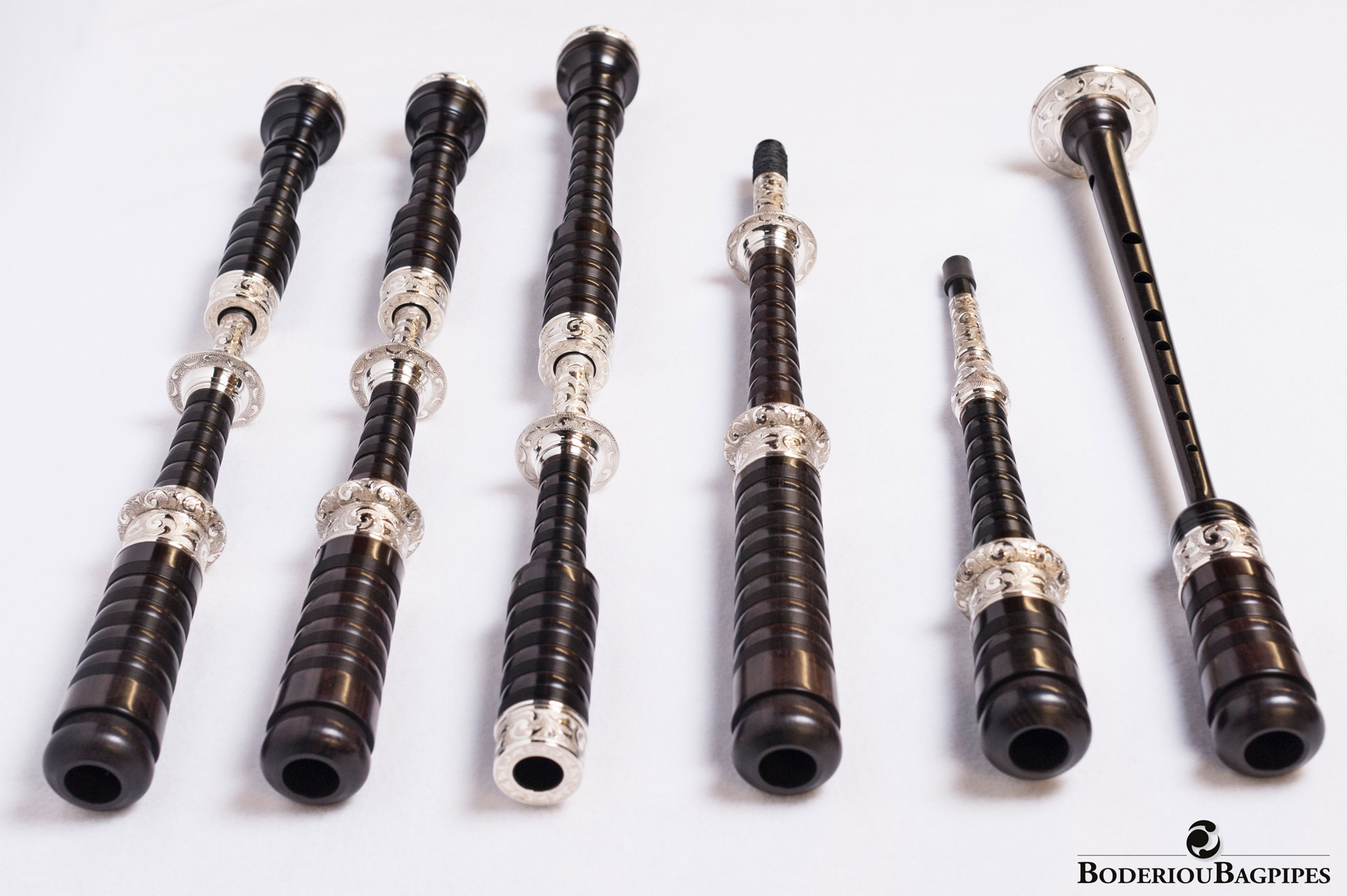 XB6 Silver Boderiou Bagpipes
