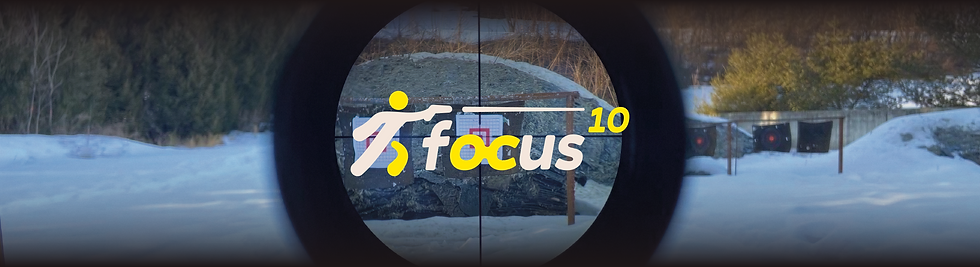 Identité visuelle Focus10, création de logo et univers graphique pour des instructeurs de tir sportif, mettant en avant la précision, la maîtrise de soi, la pédagogie et les valeurs du tir sportif.
