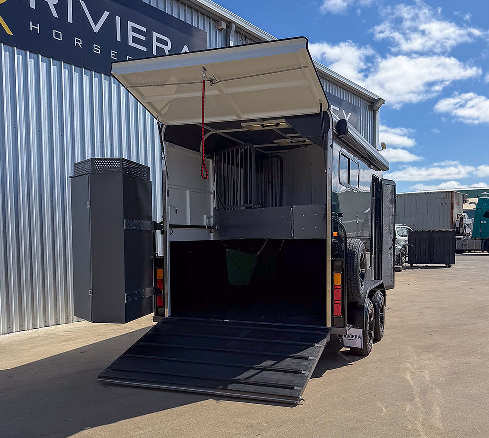 Closed rear view of the Riviera 2 Horse Straight Load Eco horse float
