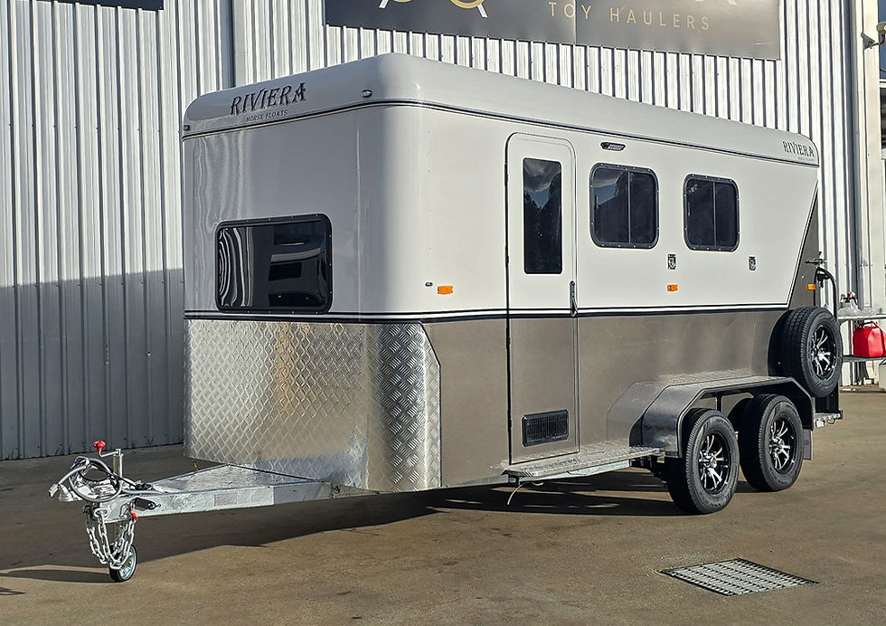 Front side view of the Riviera 2 Horse Straight Load Eco horse float