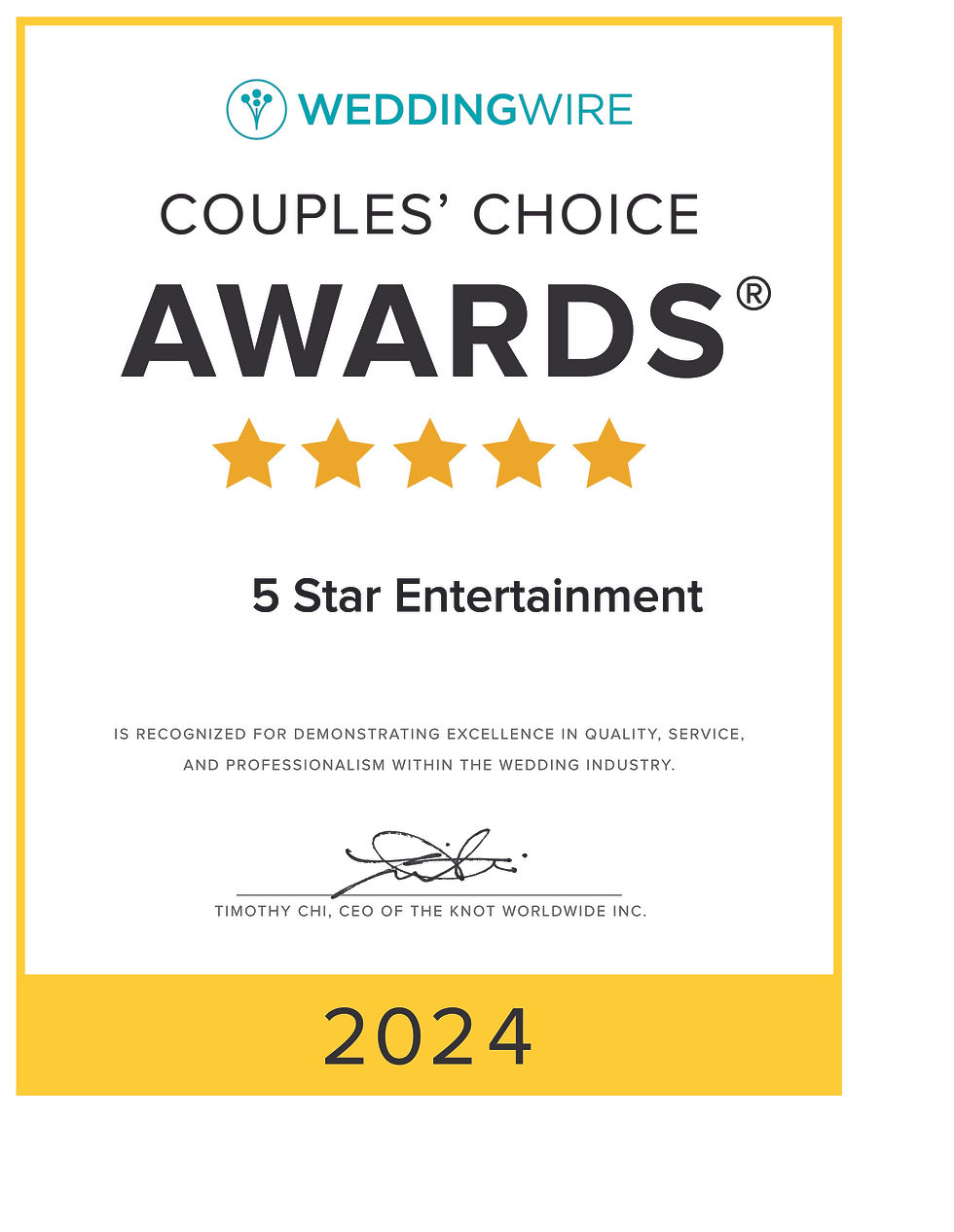 WeddingWire Couples' Choice Award 2024 Winners!