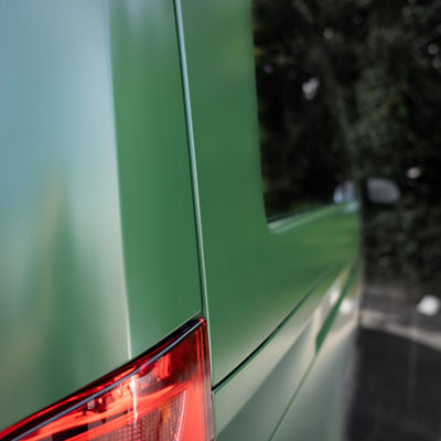 A close-up image of the rear quarter of the printed full wrap for Wyke Farms in Dorset