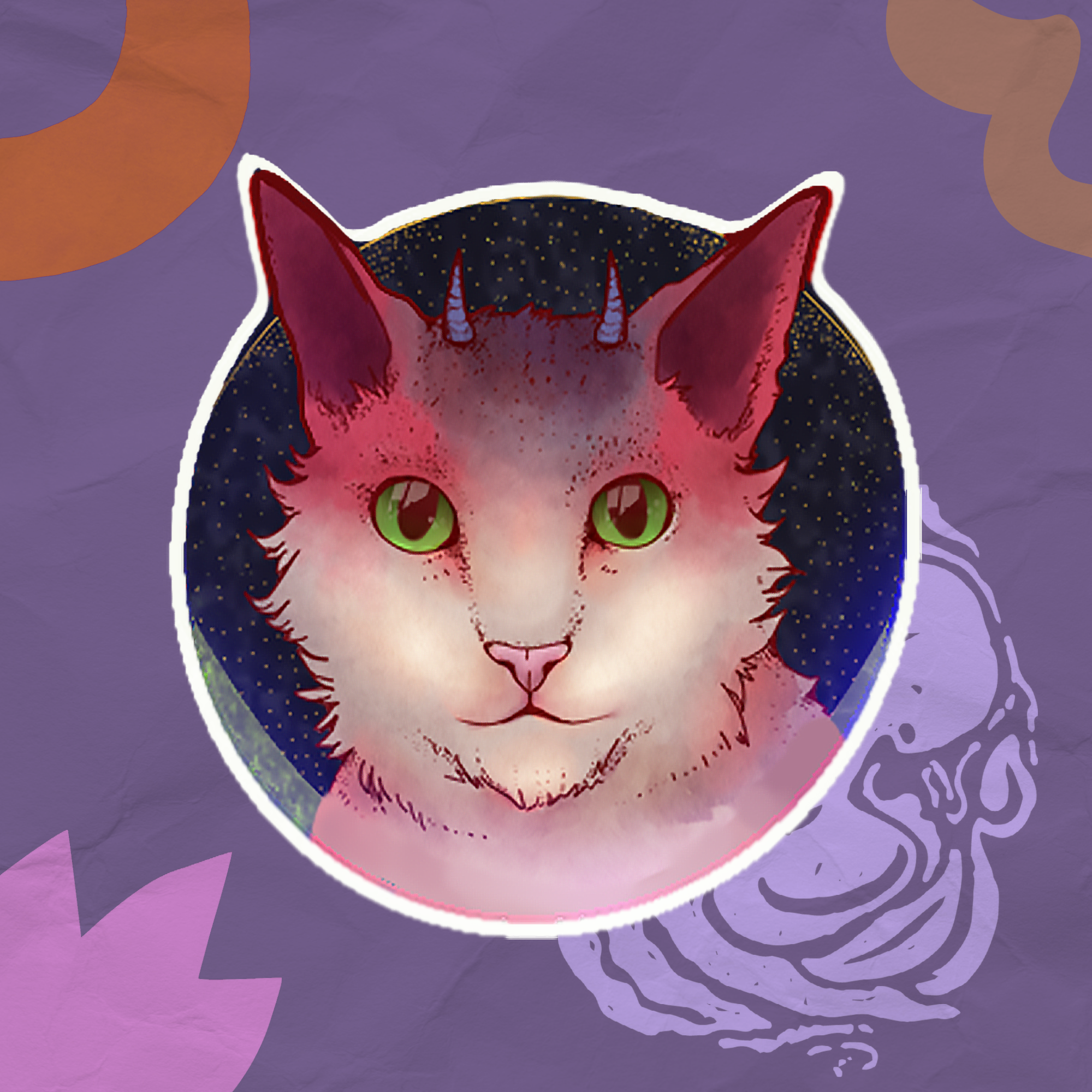 Psycodelic Cat Vinyl Sticker 3"