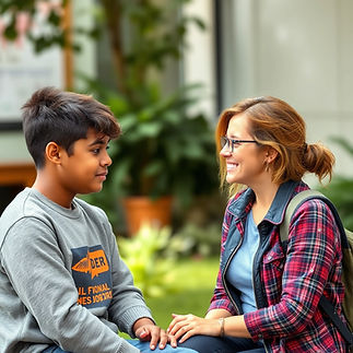 PLease create an image that shows a young person between the ages of 12-17 in a engaging c