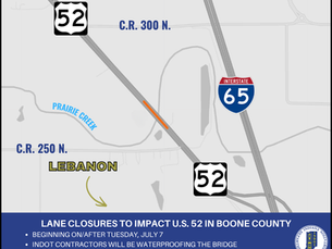 Lane Closures To Impact U.S. 52 In Boone County