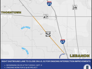 INDOT Announces Road Work On U.S. 52