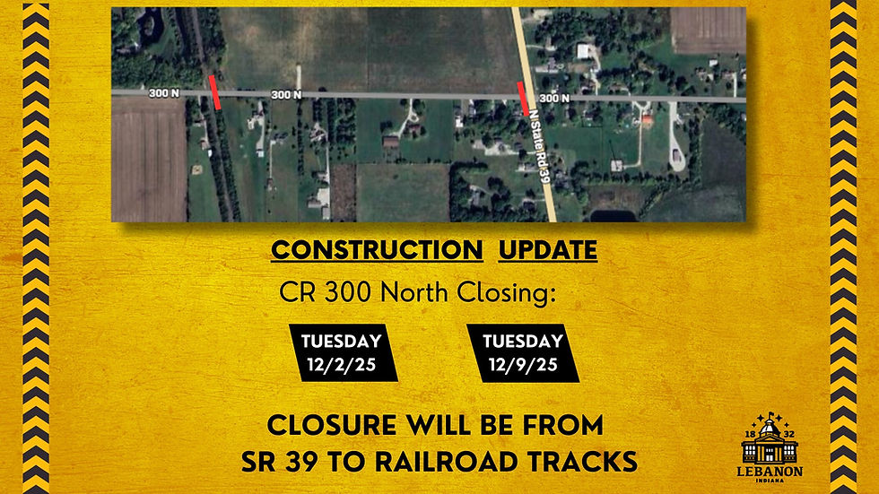 300 North To Close For A week