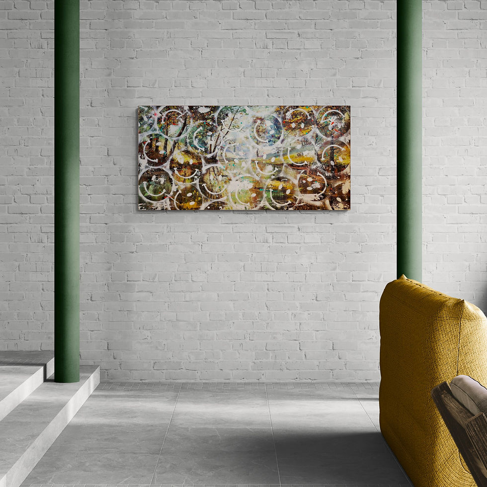 Thumbnail: Smile City - Padame (Padame One) - Wall View 2 - Original Contemporary Urban Art for Sale on Canvas