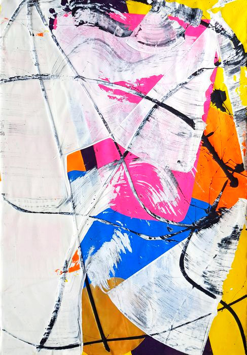 Colour Game - Jürgen Angeler - Front Cut View - Original Contemporary Abstract Art for Sale on Canvas, UK