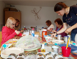 Students at work...with cake!