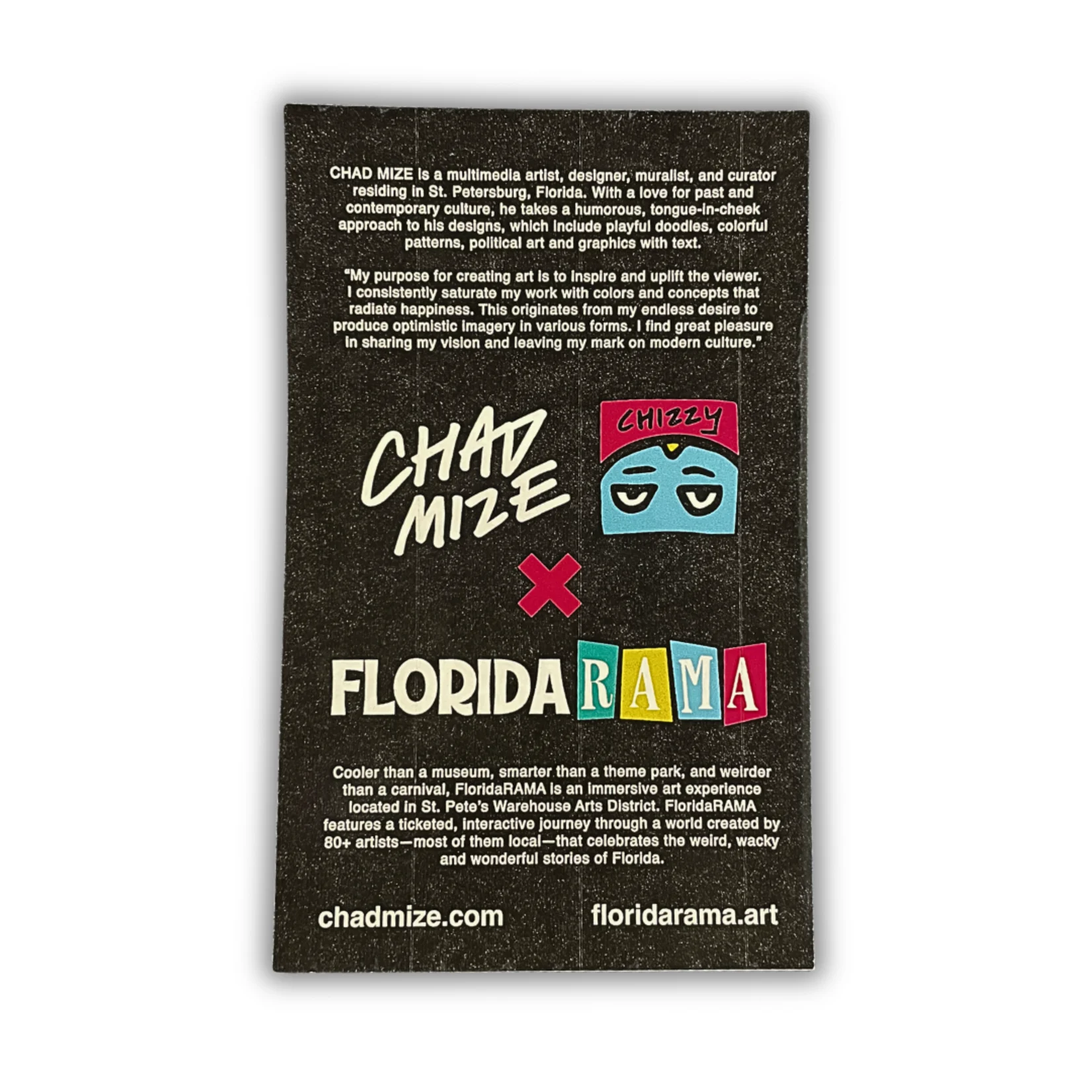 Meet Chad Mize and explore exclusive RandoMize-inspired merchandise at FloridaRAMA, including playful collectibles, gifts, and artwork available in the Gift Shop and online.