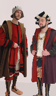 2 hommes en costumes renaissance gamme élément