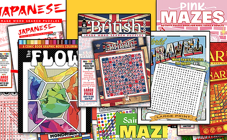 A variety of covers of PB Art Creations books.