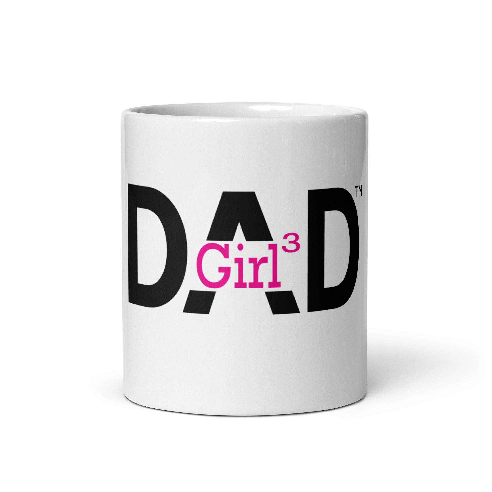 Three Daughters - Girl Dad on one side only white glossy mug