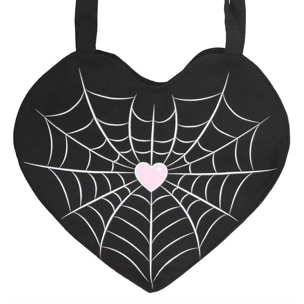 Thumbnail: Spiderweb Heart Satin Tote Bag
