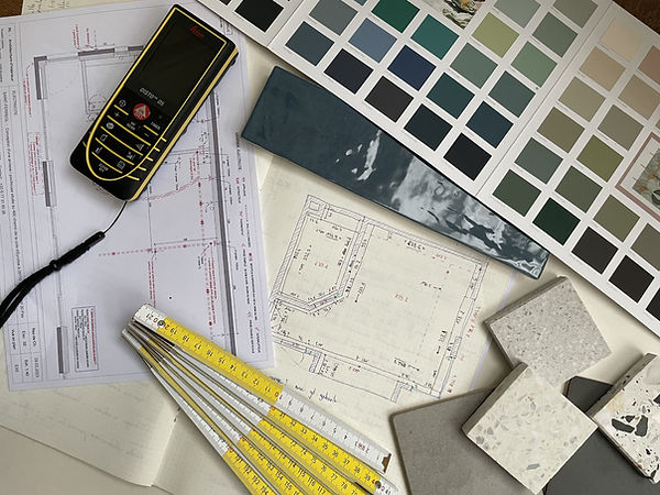 Roxane L Lacroix architecture d'intérieur bruxelles belgique palettes couleurs plans techniques échantillons mètre laser mission complète