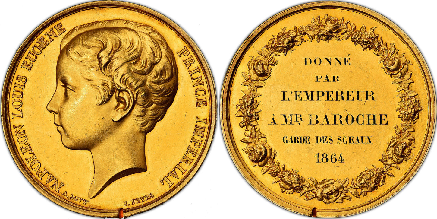 Médaille en or à l'éffigie du prince impérial