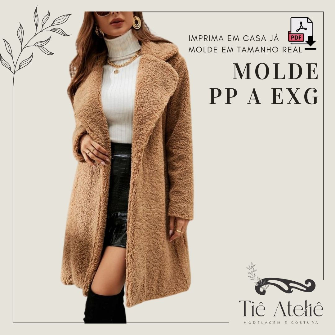 MOLDE (EM PDF) CASACO TEDDY COM GOLA