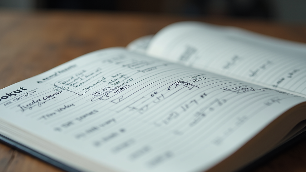 Close-up of a fitness journal with personalized workout notes and progress tracking