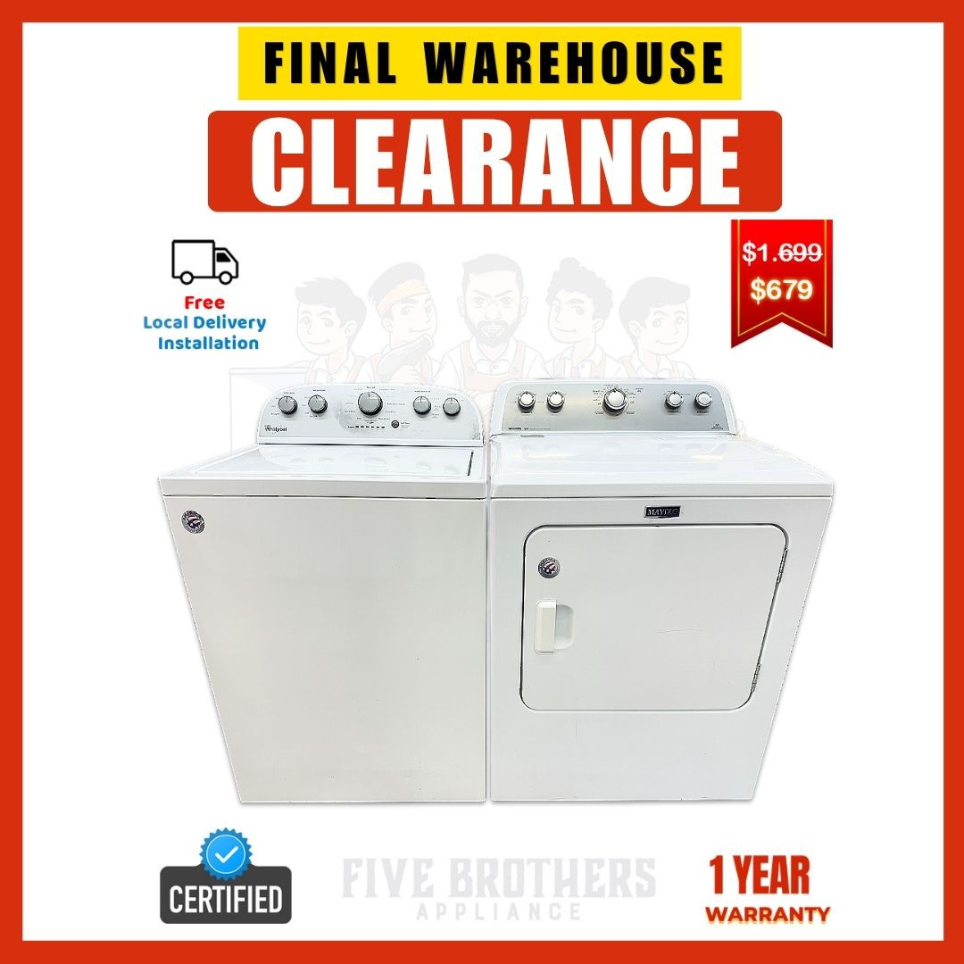 Whirlpool Refurbished Top load Washer and Maytag Dryer 4.3 cuft Irving 5519