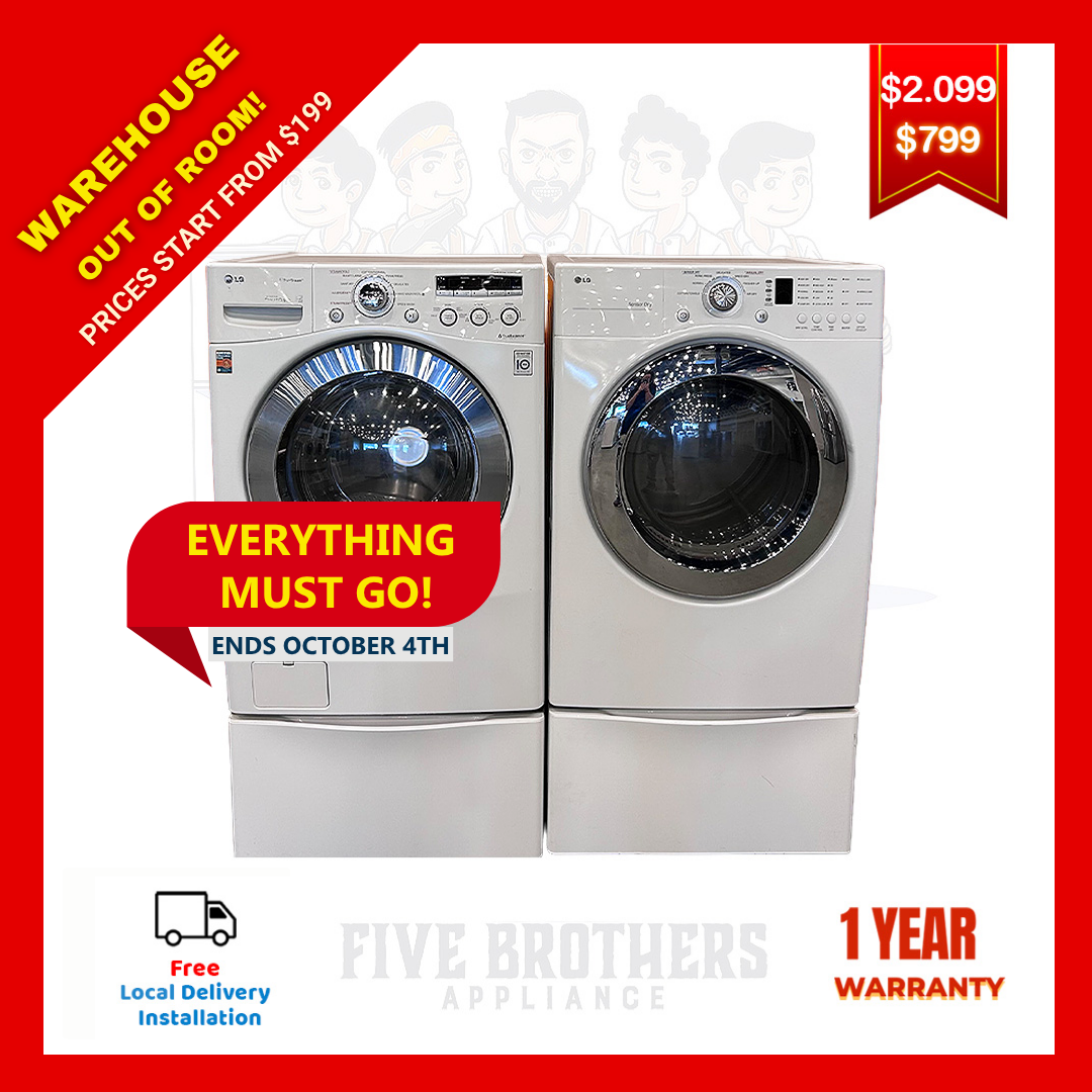 LG WM2501HWA Washer & DLE2101W Electric Dryer 4.2 CF- Refurbished