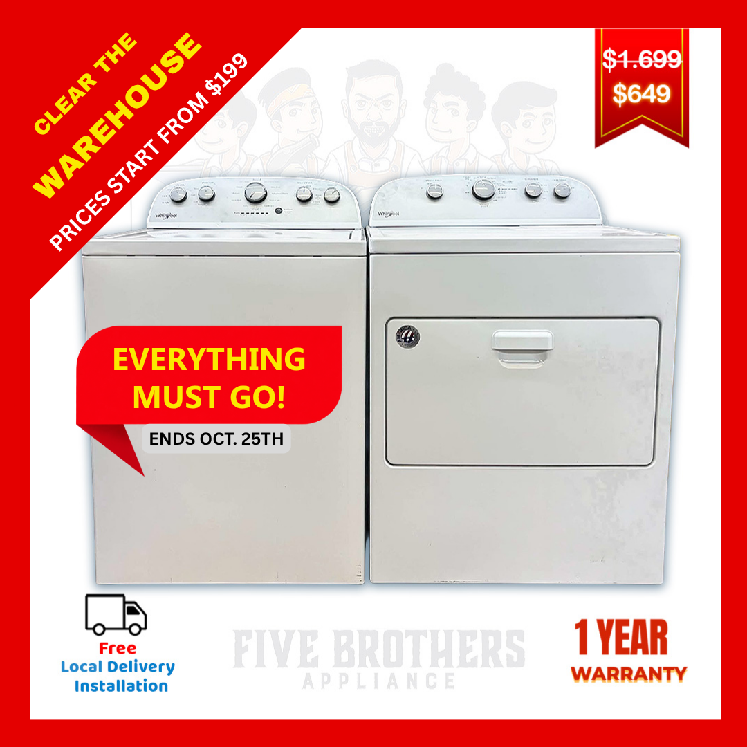 Whirlpool WTW5000DW1 Washer 4.3 CF & WED5000DW2 Dryer - Refurbished - Irving 423
