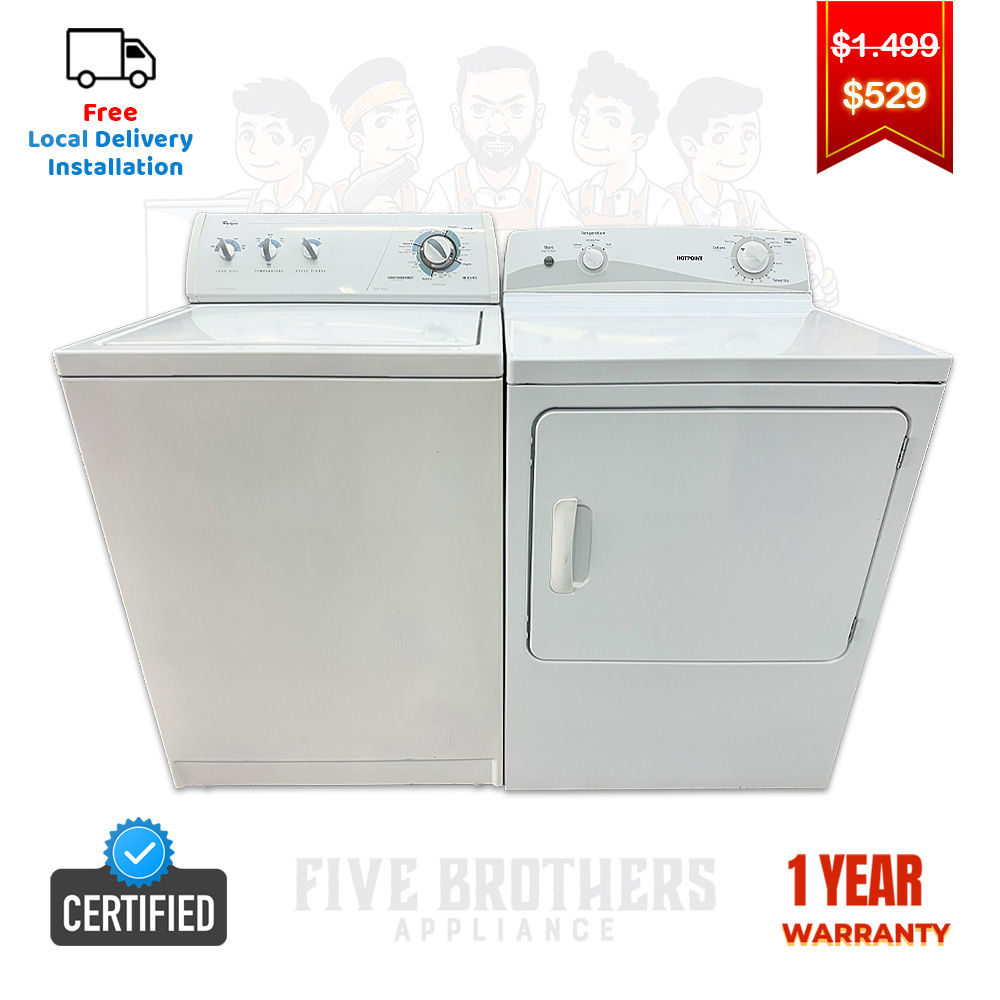 Whirlpool Refurbished Top load Washer and Hotpoint Dryer 3.5 cuft Irving 5400
