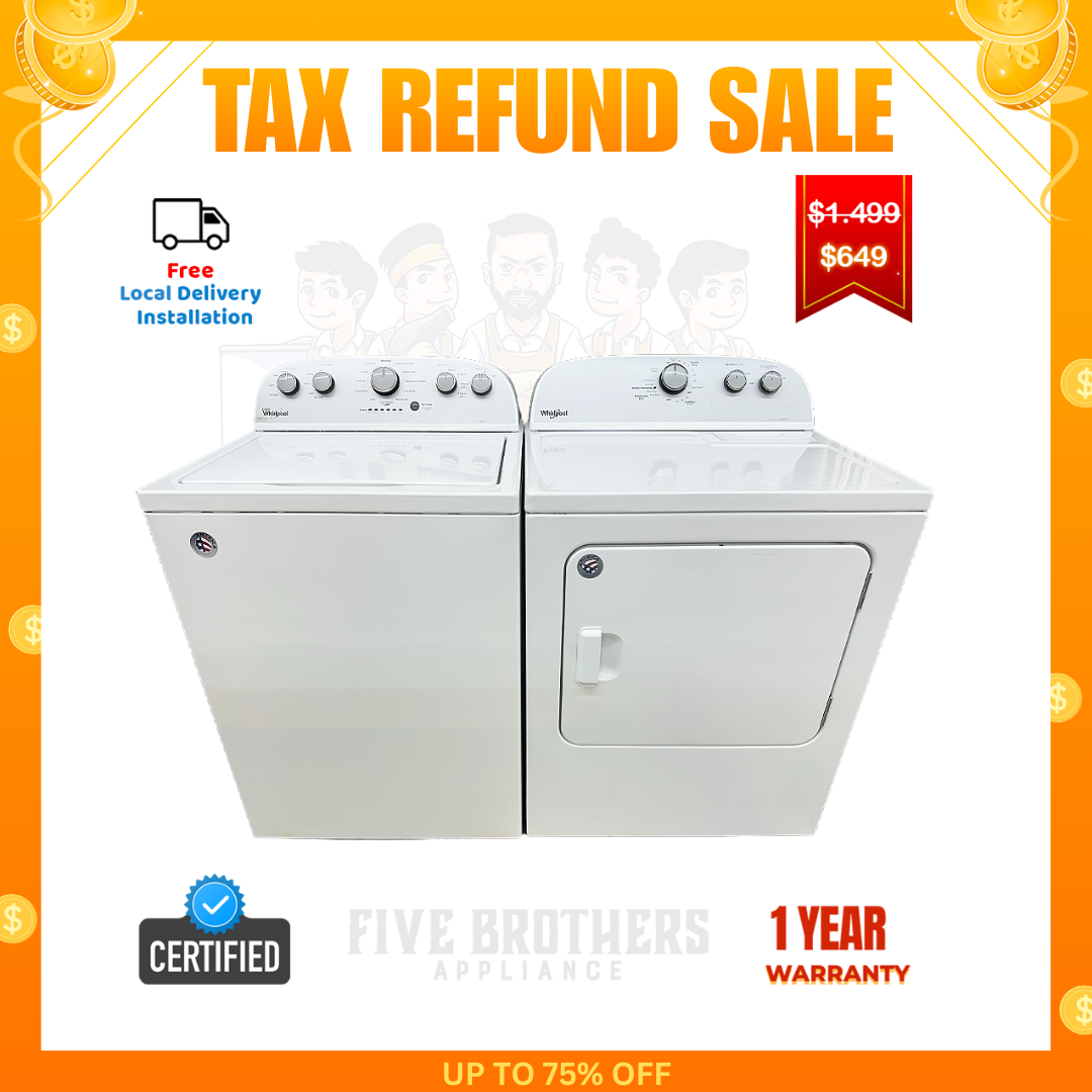 Whirlpool Refurbished Washer and Dryer, Top Load 4.3 cu.ft Irving 0788