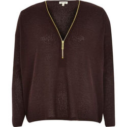 KNITTED ZIP FRONT TOP