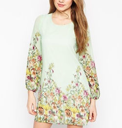 Dress in Border Floral Print