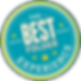 Blue and green badge with "The Best Folder" in bold text. Words "Service," "Product," and "Experience" surround stars.