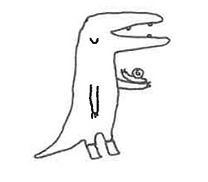 A cartoon crocodile holding a snail