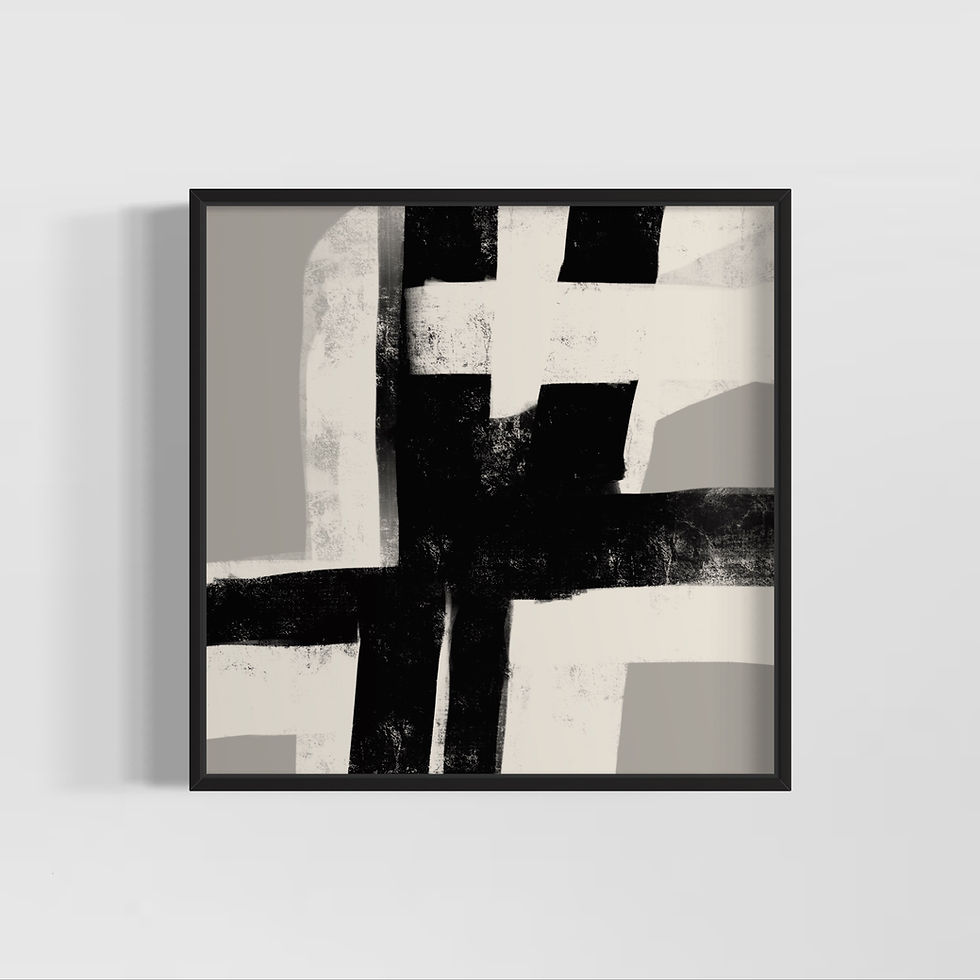 Küçük resim: Lines No. 3 siyah beyaz kanvas tablo ürün görseli