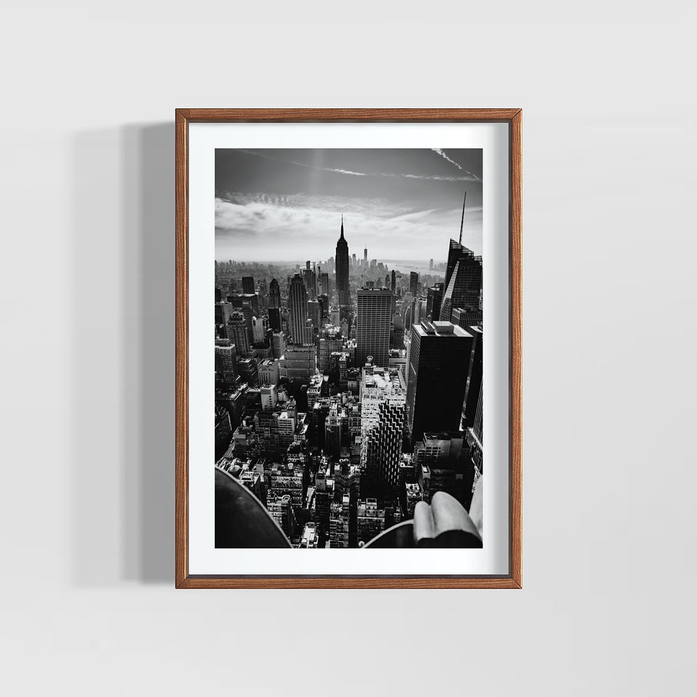 Küçük resim: new york şehir manzarası siyah beyaz skyline modern fotoğraf poster tablo kahverengi çerçeveli görünüm