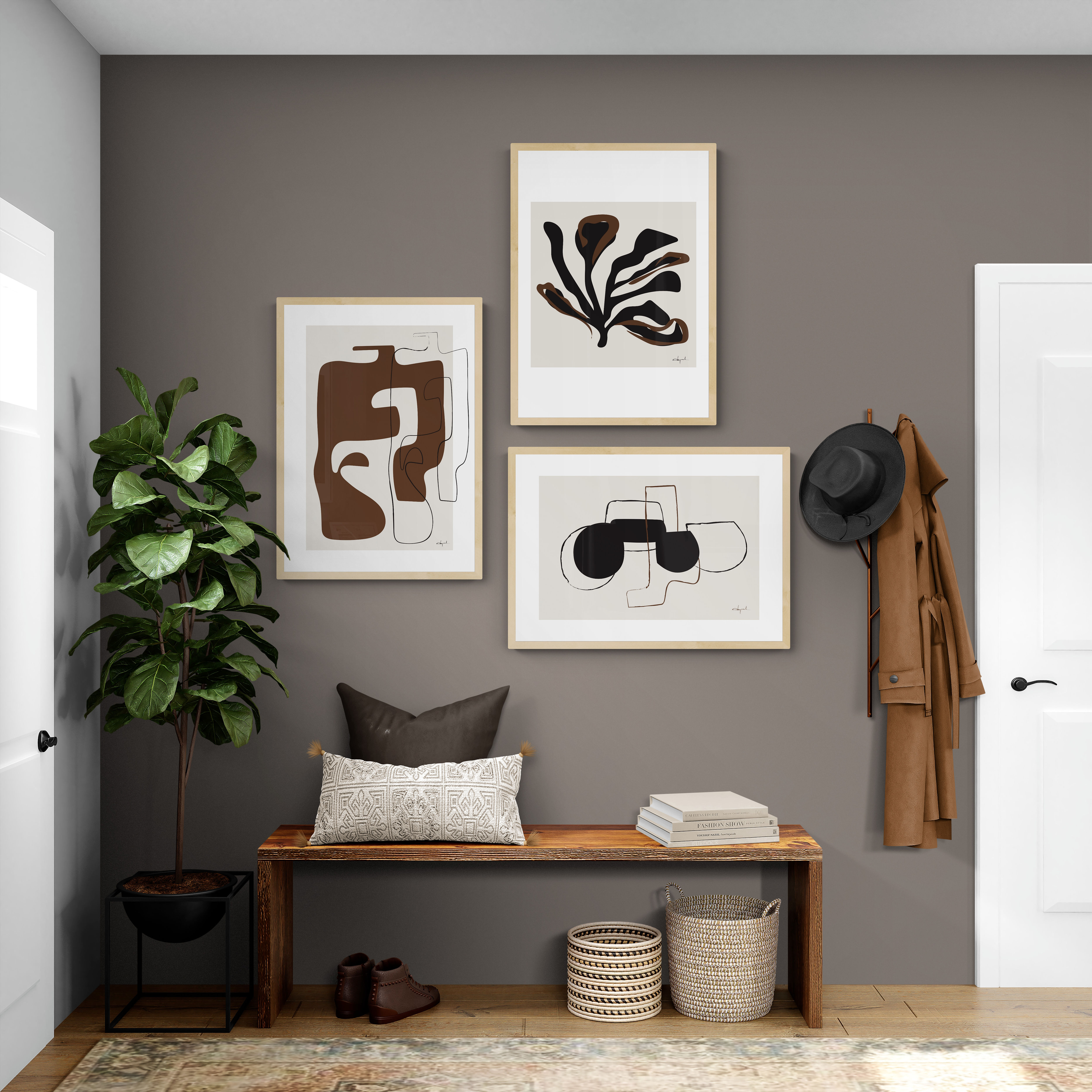 In Shapes 3'lü Modern Poster Tablo Seti