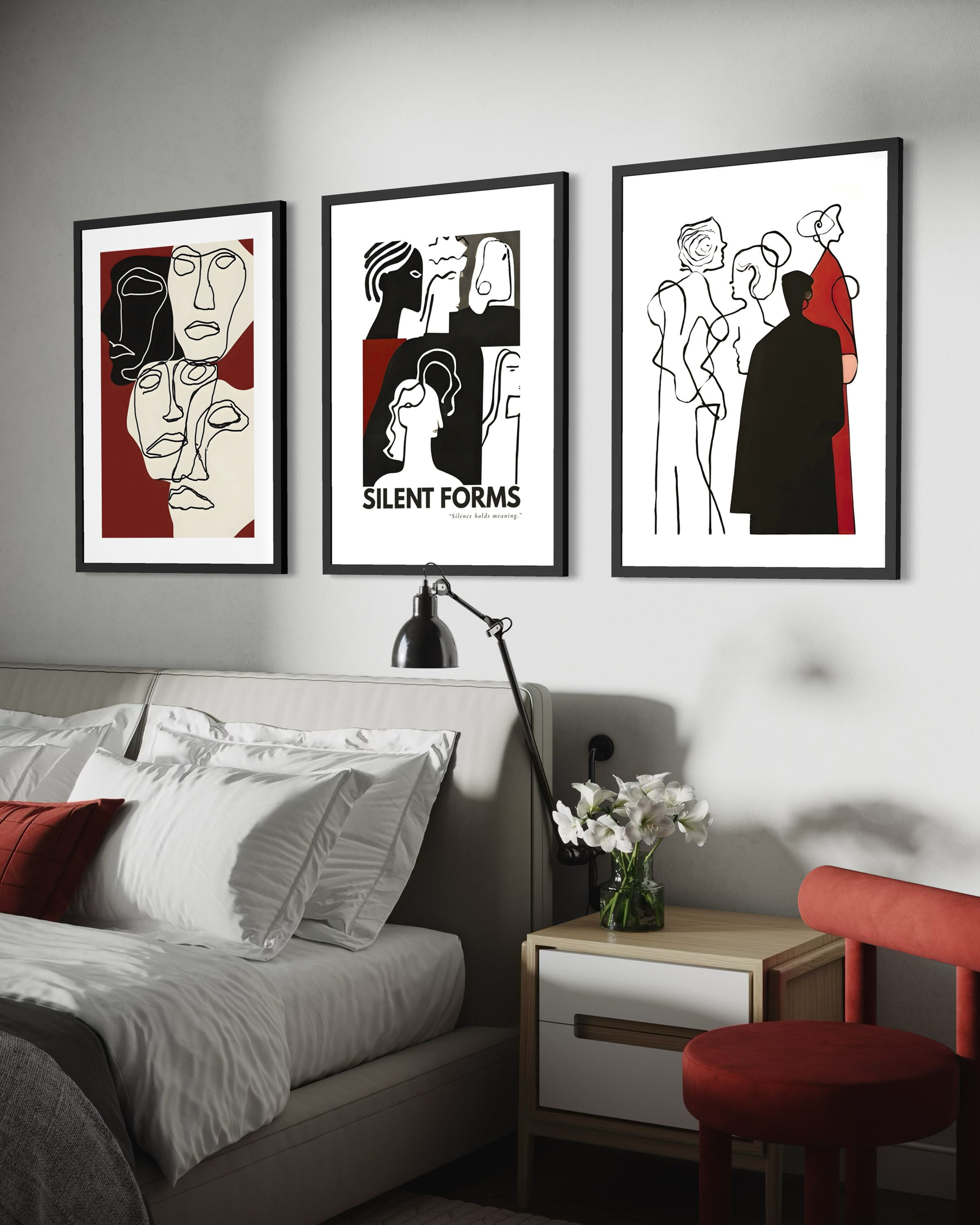 "Silent Human Forms" 3'lü Poster Tablo Seti