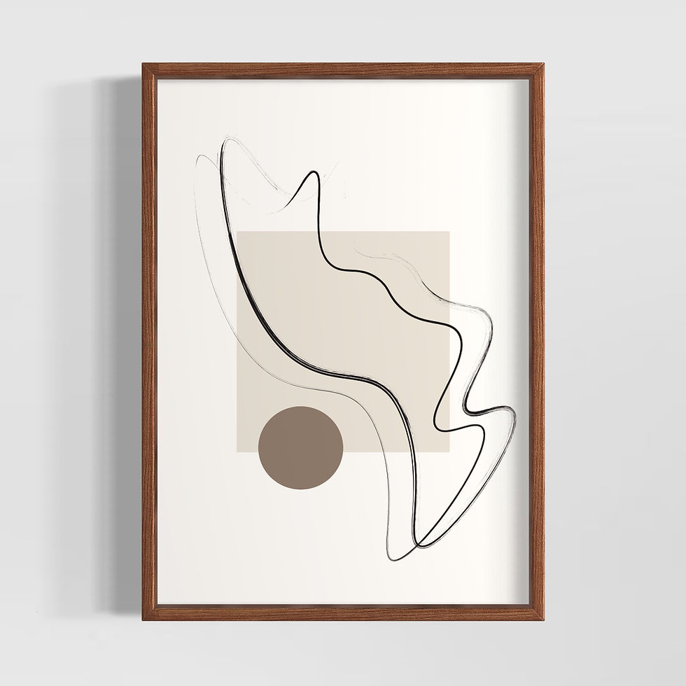 Küçük resim: Stylish Lines Abstract Flow Seri 1 Poster Tablo – pastel tonlar ve akıcı siyah çizgilerle modern soyut dekoratif duvar poster