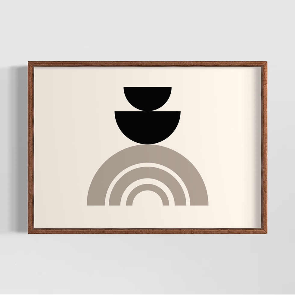 Küçük resim: picasso tarzı soyut geometrik modern poster tablo minimal tasarım kahverengi çerçeveli görünüm